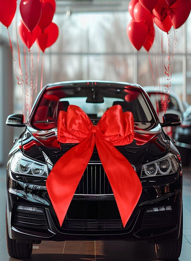 Datanly 30 Inch Giant Car Bow Big Silk Bow for Gift Decor Extra Large Bow with Non Scratch Magnet for Door Car Red Bows for Happy Birthday Sweet Party Wedding Reception - Image 4